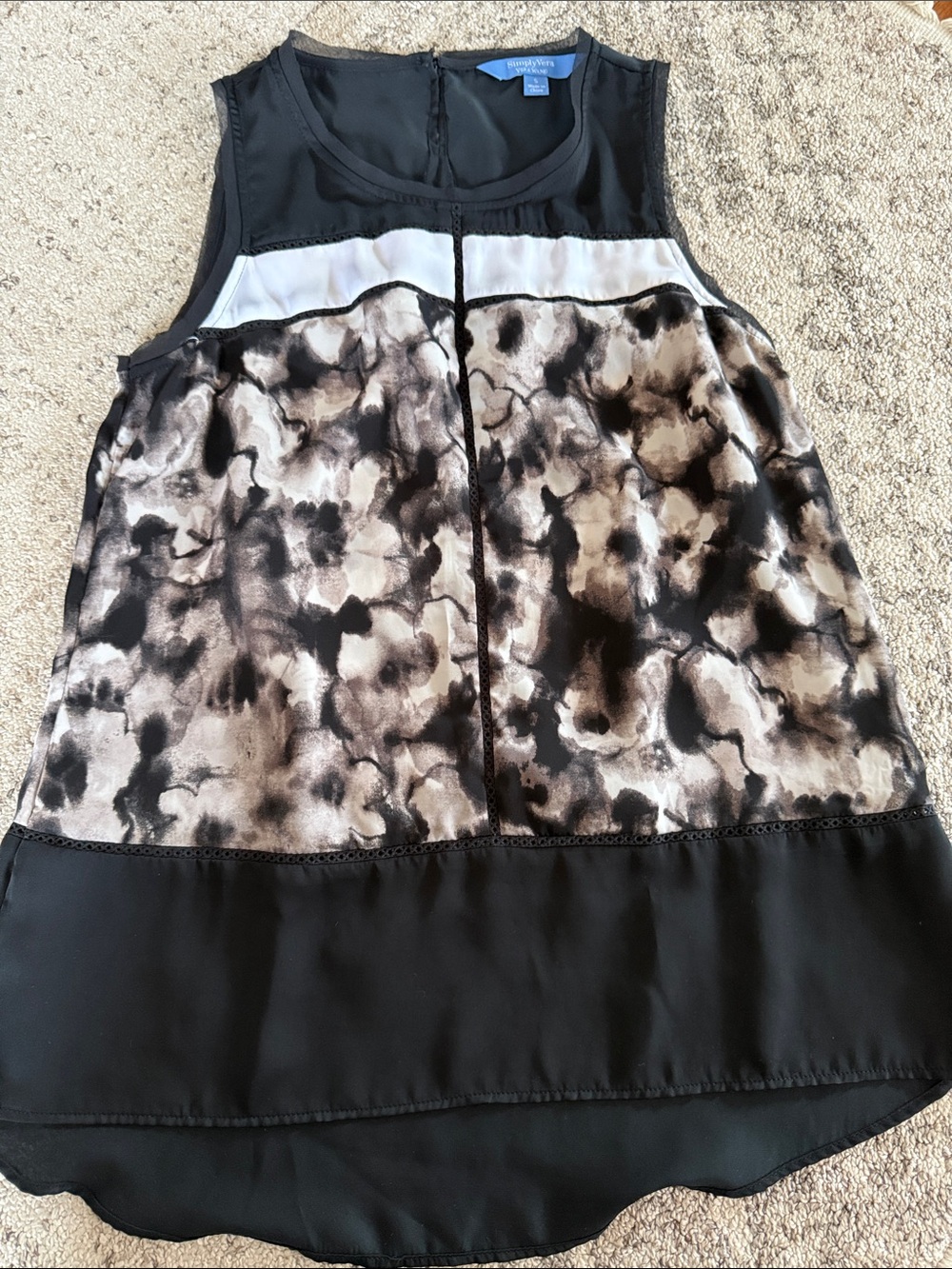Black and Ivory Watercolor Top